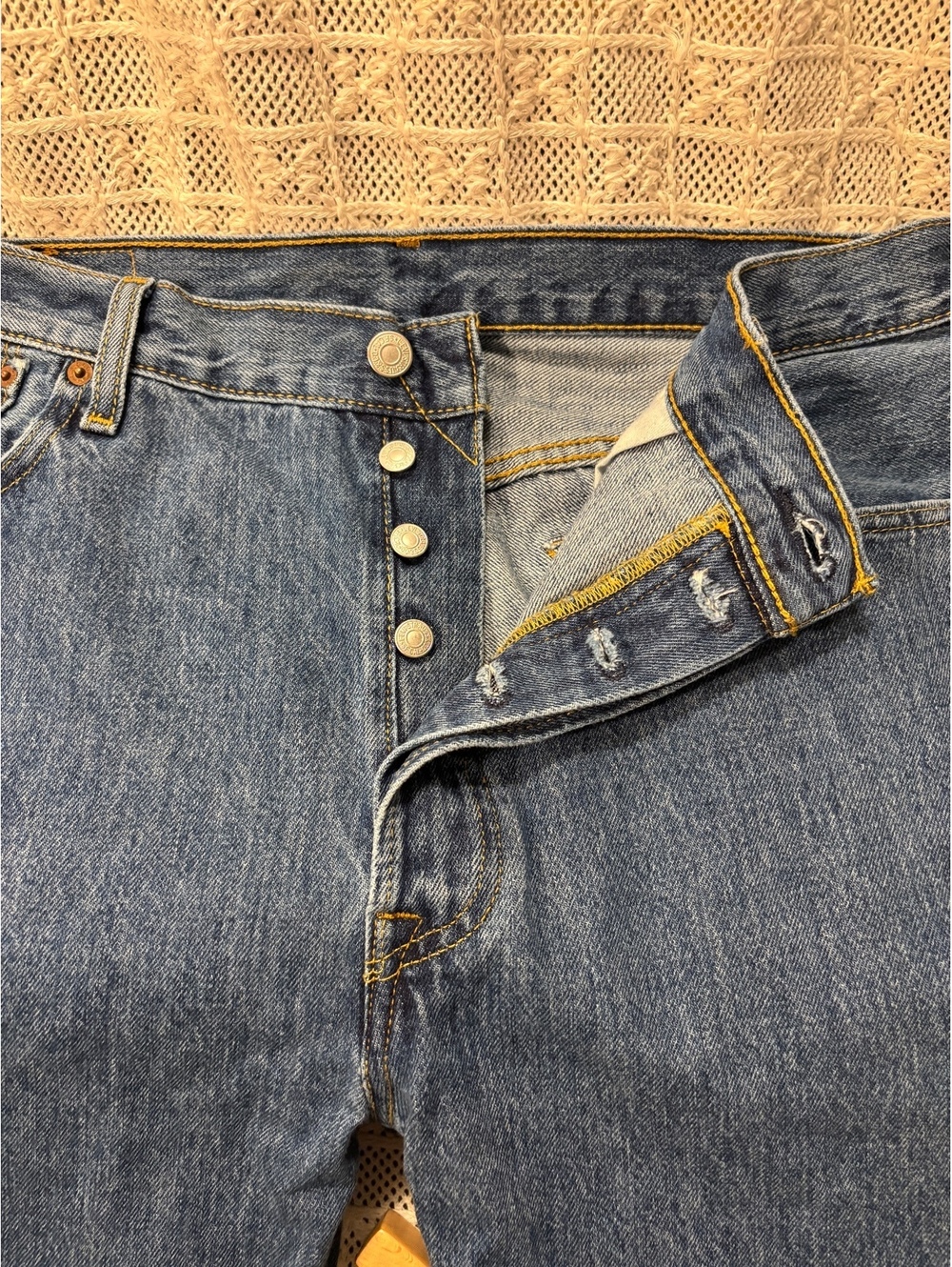 Levi's 501 Classic Fit Button Fly Jeans, Size W36 L36, Light Blue Denim